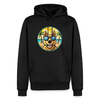 Sapsali Dog Breed Cartoon Sunglasses Beach - Men’s Premium Organic Hoodie - black - Front - Nico (187cm)