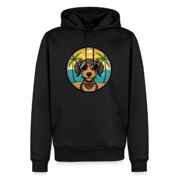Drahthaardackel Hunderasse Cartoon Sonnenbrille - Männer Premium Bio Hoodie - Schwarz - Vorne - Nico (187cm)
