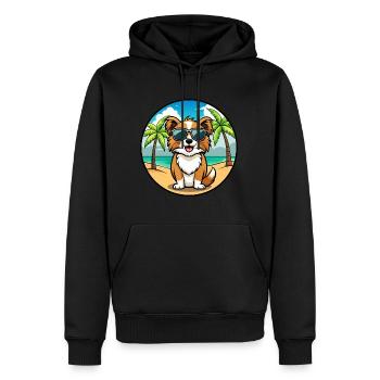 Épagneul tibétain race chien dessin animé lunettes de soleil plage - Sweat à capuche Premium bio Homme - noir - Devant - Nico (187cm)