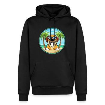 Spanische Dogge Hund Rasse Cartoon Sonnenbrille Strand - Männer Premium Bio Hoodie - Schwarz - Vorne - Nico (187cm)