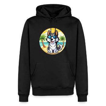Siberian Husky Chien Race Dessin Animé Lunettes De Soleil Plage - Sweat à capuche Premium bio Homme - noir - Devant - Nico (187cm)