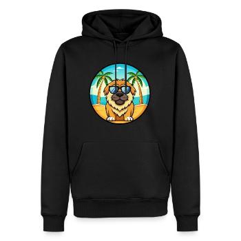 Tibetische Dogge Hunderasse Cartoon Sonnenbrille Strand - Männer Premium Bio Hoodie - Schwarz - Vorne - Nico (187cm)