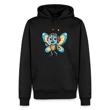 Papillon Drôle Dessin Animé Personnage Casque Musique - Sweat à capuche Premium bio Homme - noir - Devant - Nico (187cm)
