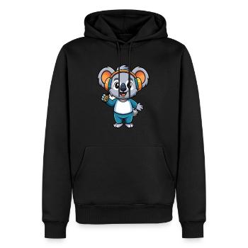 Koala Lustige Cartoon Figur Kopfhörer Musik - Männer Premium Bio Hoodie - Schwarz - Vorne - Nico (187cm)
