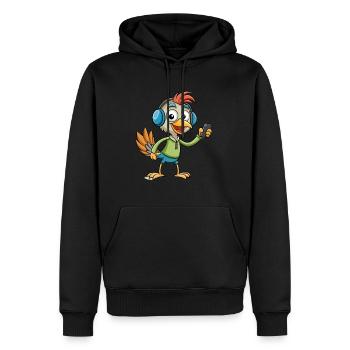 Strauß Lustige Cartoon Figur Kopfhörer Musik - Männer Premium Bio Hoodie - Schwarz - Vorne - Nico (187cm)