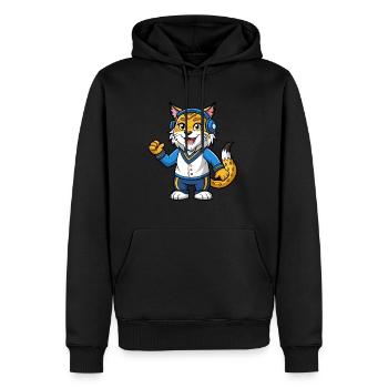 Lynx Funny Cartoon Character Musique de casque - Sweat à capuche Premium bio Homme - noir - Devant - Nico (187cm)