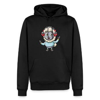 Schaf Lustige Zeichentrickfigur Kopfhörer Musik - Männer Premium Bio Hoodie - Schwarz - Vorne - Nico (187cm)