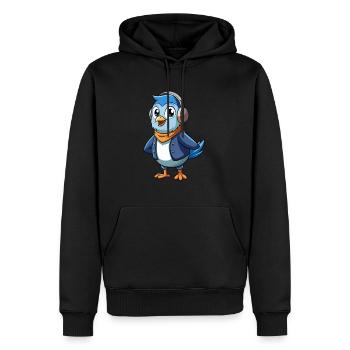 Taube Lustige Zeichentrickfigur Kopfhörer Musik - Männer Premium Bio Hoodie - Schwarz - Vorne - Nico (187cm)