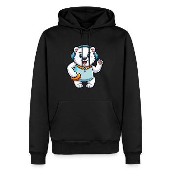 Ours polaire Funny Cartoon Character Casquette Musique - Sweat à capuche Premium bio Homme - noir - Devant - Nico (187cm)