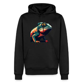 Caméléon dessin animé personnage animal de compagnie coloré - Sweat à capuche Premium bio Homme - noir - Devant - Nico (187cm)
