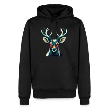 Hirsch Cartoon Figur Buntes Haustier Tier - Männer Premium Bio Hoodie - Schwarz - Vorne - Nico (187cm)