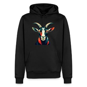 Chèvre Dessin animé Personnage Animal de compagnie coloré - Sweat à capuche Premium bio Homme - noir - Devant - Nico (187cm)