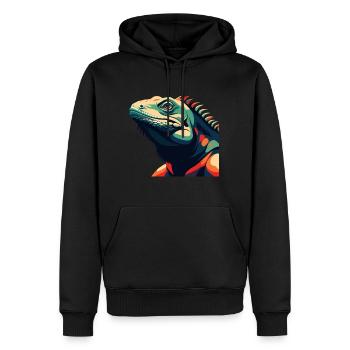 Iguane Dessin animé Personnage Animal de compagnie coloré - Sweat à capuche Premium bio Homme - noir - Devant - Nico (187cm)