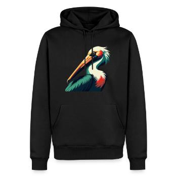 Pélican Dessin animé Personnage Animal de compagnie coloré - Sweat à capuche Premium bio Homme - noir - Devant - Nico (187cm)