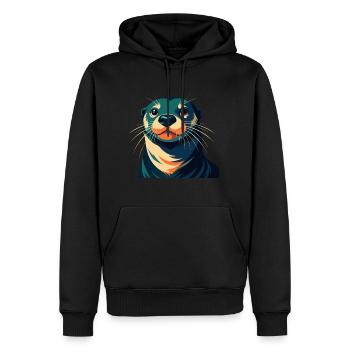 loutre dessin animé personnage animal de compagnie coloré - Sweat à capuche Premium bio Homme - noir - Devant - Nico (187cm)