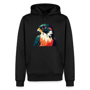 Personnage de dessin animé de faucon animal de compagnie coloré - Sweat à capuche Premium bio Homme - noir - Devant - Nico (187cm)