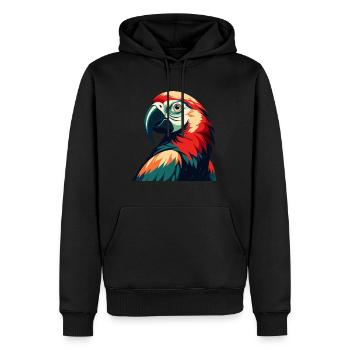 Perroquet Dessin animé Personnage Animal de compagnie coloré - Sweat à capuche Premium bio Homme - noir - Devant - Nico (187cm)
