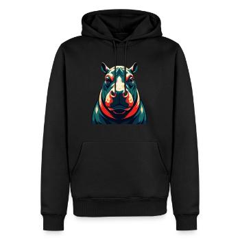 Nilpferd Cartoon Figur Buntes Haustier Tier - Männer Premium Bio Hoodie - Schwarz - Vorne - Nico (187cm)