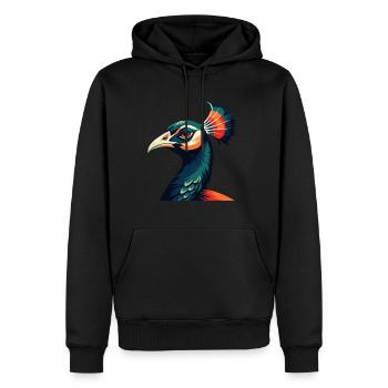 paon dessin animé personnage animal de compagnie coloré - Sweat à capuche Premium bio Homme - noir - Devant - Nico (187cm)