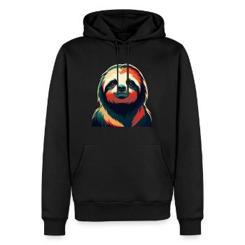 Faultier Cartoon Figur Buntes Haustier Tier - Männer Premium Bio Hoodie - Schwarz - Vorne - Nico (187cm)