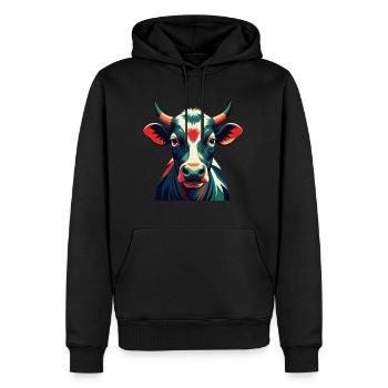 Kuh Cartoon Figur Buntes Haustier Tier - Männer Premium Bio Hoodie - Schwarz - Vorne - Nico (187cm)