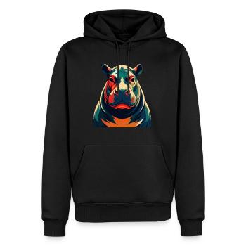 Nilpferd Cartoon Figur Buntes Haustier Tier - Männer Premium Bio Hoodie - Schwarz - Vorne - Nico (187cm)