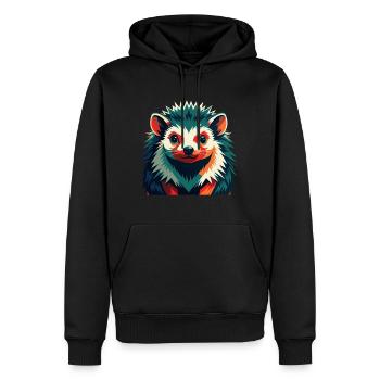Igel Zeichentrickfigur Buntes Haustier Tier - Männer Premium Bio Hoodie - Schwarz - Vorne - Nico (187cm)