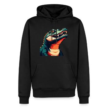 Crocodile Dessin Animé Personnage Animal De Compagnie Coloré - Sweat à capuche Premium bio Homme - noir - Devant - Nico (187cm)