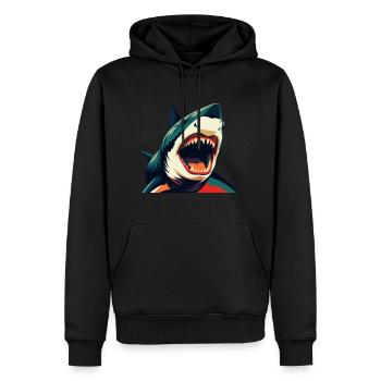 requin dessin animé personnage animal de compagnie coloré - Sweat à capuche Premium bio Homme - noir - Devant - Nico (187cm)