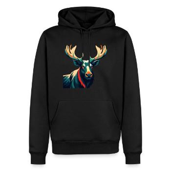 Elch Zeichentrickfigur Buntes Haustier Tier - Männer Premium Bio Hoodie - Schwarz - Vorne - Nico (187cm)