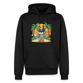 Ours Dessin Animé Drôle Été Plage Lunettes de Soleil - Sweat à capuche Premium bio Homme - noir - Devant - Nico (187cm)