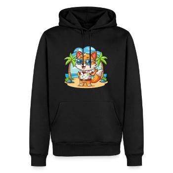 Fox Funny Cartoon Summer Beach Sunglasses - Men’s Premium Organic Hoodie - black - Front - Nico (187cm)