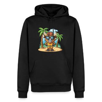 Bison Lustige Cartoon Sommer Strand Sonnenbrille - Männer Premium Bio Hoodie - Schwarz - Vorne - Nico (187cm)