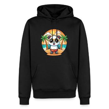 Panda Lustige Cartoon Sommer Strand Sonnenbrille - Männer Premium Bio Hoodie - Schwarz - Vorne - Nico (187cm)