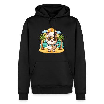 Lunettes de soleil de plage d’été de dessin animé drôle d’alpaga - Sweat à capuche Premium bio Homme - noir - Devant - Nico (187cm)