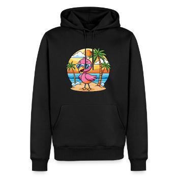Flamingo Funny Cartoon Lunettes de soleil de plage d’été - Sweat à capuche Premium bio Homme - noir - Devant - Nico (187cm)