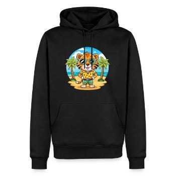 Tiger Lustige Cartoon Sommer Strand Sonnenbrille - Männer Premium Bio Hoodie - Schwarz - Vorne - Nico (187cm)