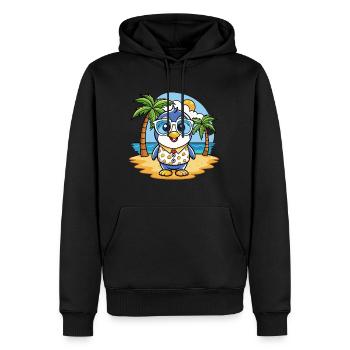 Pingouin Drôle Dessin Animé Lunettes De Soleil De Plage D’été - Sweat à capuche Premium bio Homme - noir - Devant - Nico (187cm)