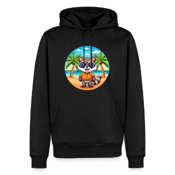 Waschbär Lustige Cartoon Sommer Strand Sonnenbrille - Männer Premium Bio Hoodie - Schwarz - Vorne - Nico (187cm)