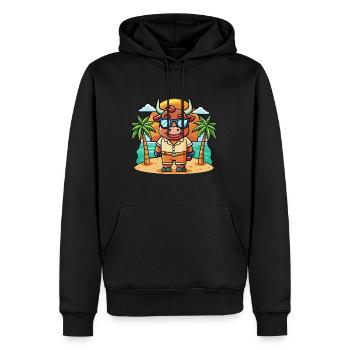 Bull Funny Cartoon Lunettes de soleil de plage d’été - Sweat à capuche Premium bio Homme - noir - Devant - Nico (187cm)