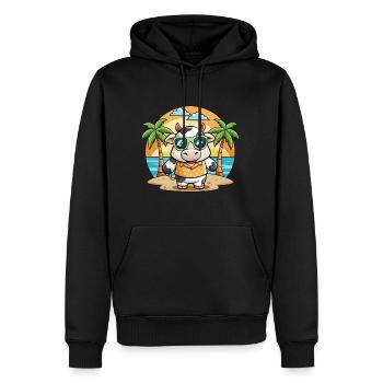 Kuh Lustige Cartoon Sommer Strand Sonnenbrille - Männer Premium Bio Hoodie - Schwarz - Vorne - Nico (187cm)
