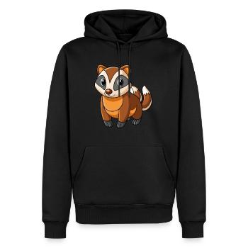 Blaireau Mascotte mignonne Personnage de dessin animé Kawaii - Sweat à capuche Premium bio Homme - noir - Devant - Nico (187cm)