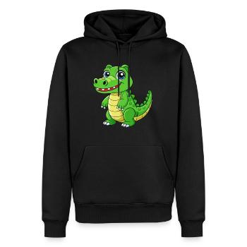 Crocodile Mignon Mascotte Personnage De Dessin Animé Kawaii - Sweat à capuche Premium bio Homme - noir - Devant - Nico (187cm)