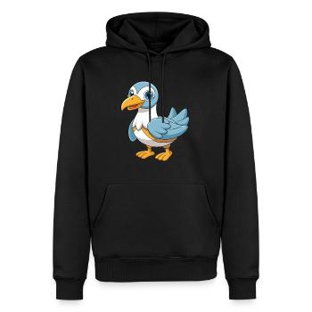 Albatross Mascotte mignonne Personnage de dessin animé Kawaii - Sweat à capuche Premium bio Homme - noir - Devant - Nico (187cm)
