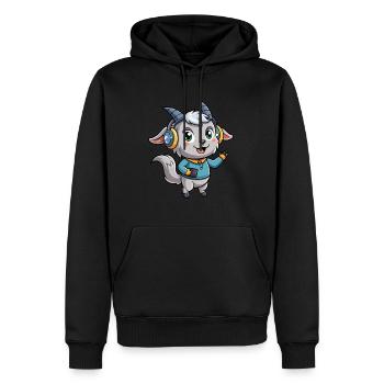 Chèvre Drôle Dessin Animé Personnage Casque Musique - Sweat à capuche Premium bio Homme - noir - Devant - Nico (187cm)