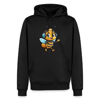 Bee Funny Cartoon Character Musique de casque - Sweat à capuche Premium bio Homme - noir - Devant - Nico (187cm)