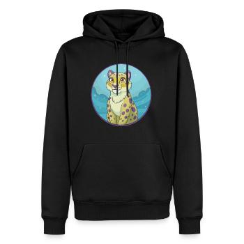 léopard des neiges mignon kawaii dessin animé clipart animal - Sweat à capuche Premium bio Homme - noir - Devant - Nico (187cm)