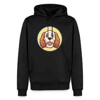 Clumber Spaniel Hund Rasse Cartoon Kawaii Clipart - Männer Premium Bio Hoodie - Schwarz - Vorne - Nico (187cm)