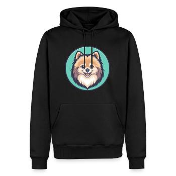 Poméranien Allemand Spitz Chien Race Dessin Animé Kawaii - Sweat à capuche Premium bio Homme - noir - Devant - Nico (187cm)