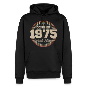 Jahrgang Oktober 1975 Retro Geburtstag Oktober 1975 - Männer Premium Bio Hoodie - Schwarz - Vorne - Nico (187cm)